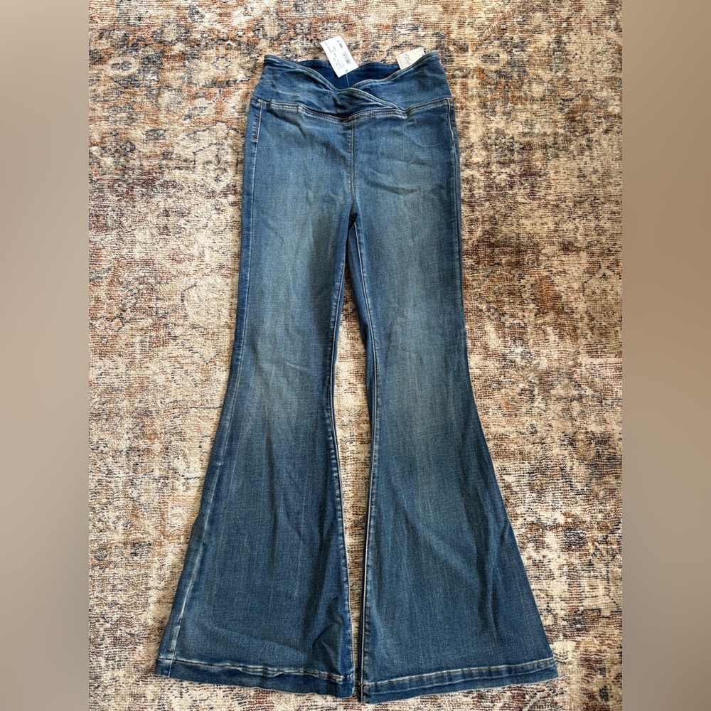 Free People Blue Flare Wide Leg Jeans